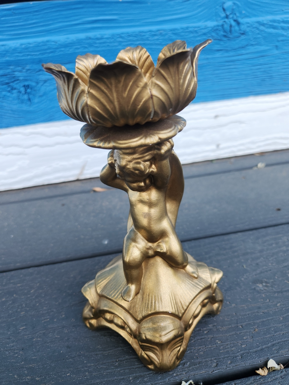 Gold Cherub Candle Holder - Picture 8 of 8